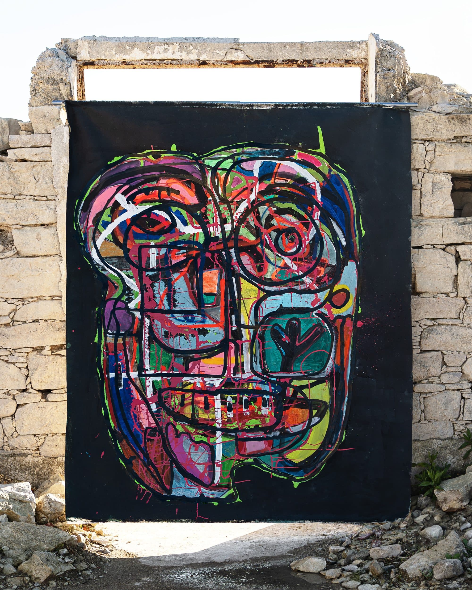 Work staged in a real ruin